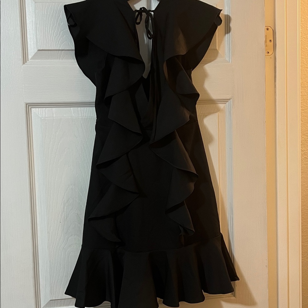 English Factory Black Backless Ruffle Dress - Picture 3 of 5